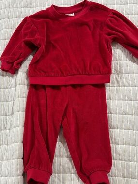Cat & Jack Red Velour Kids Matching Set